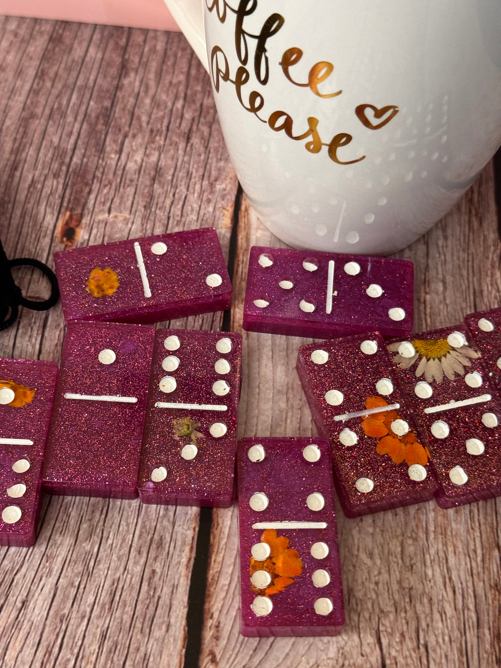Handmade Resin Dominoes with Pressed Flowers